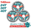 Диск пильный Total TAC236140 Industrial, 140*20*24T/30T/40T, дерево, д/акк, 3шт