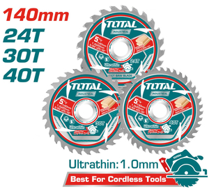 Диск пильный Total TAC236140 Industrial, 140*20*24T/30T/40T, дерево, д/акк, 3шт