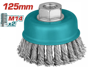 Щетка д/УШМ "чашка" Total TAC32051, косич, 125мм 