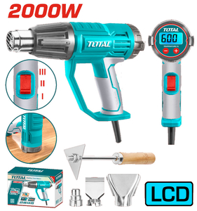 Фен строительный Total TB20056 Industrial, 2000Вт, 50-600°C, LCD, оснастка