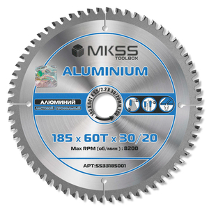 Диск пильный MKSS Aluminium, 185*30/20*60T, алюминий