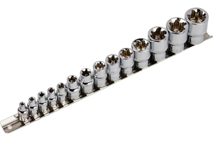 Набор торцевых головок Kingqueen WIB-18, E-тип 1/2", 3/8", 1/4", 14шт.