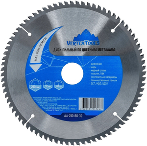 Диск пильный Vertex, 210*32*80T, алюминий
