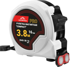 Рулетка Vertex Compact, 3.8м/16мм, магнит