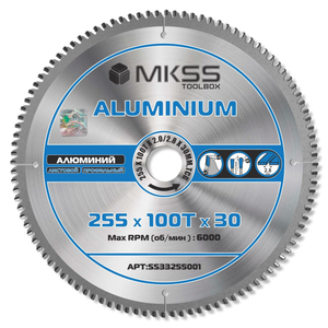 Диск пильный MKSS Aluminium, 255*30*100T, алюминий