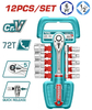 Трещотка с головками Total THT141121, 1/2", 10-24, 10шт
