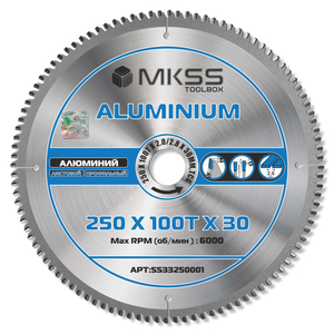 Диск пильный MKSS Aluminium, 250*30*100T, алюминий